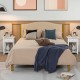 White storage end bedside drawer nightstand with bottom shelf, featuring a sleek design and ample storage for any room.
